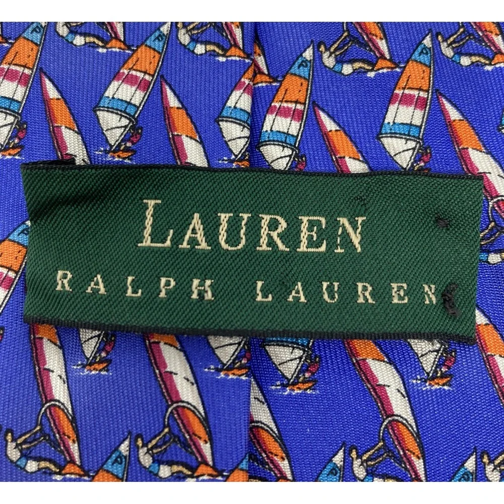 LAUREN RALPH LAUREN SAIL BOARDING MADE IN USA SILK MEN'S‎ NECK TIE WIND SURFING